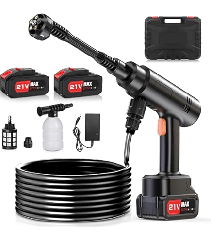 コードレス高圧洗浄機 バッテリー 6in1 多機能ノズル 5MPa 高圧 Amazon | 高圧洗浄機 コードレス 充電式 6MPa高噴射圧力 バッテリー2個