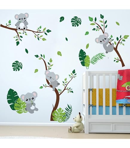 Removable Koala Wall Decals - Cute Tree Branch Animal Stickers For Kids Room Decor - View #7