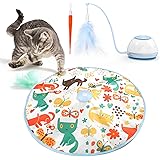 猫じゃらし 電動 ねこおもちゃ Pawaboo 羽 2in1 猫用電動おもちゃ 猫用おもちゃ USB充電式 LEDライト付き 回転式 自動 スピード調整可能 替え羽根付き 組立簡単 一人遊び 留守番 肥満対策 運動不足解消 ストレス解消 暇つぶし 水