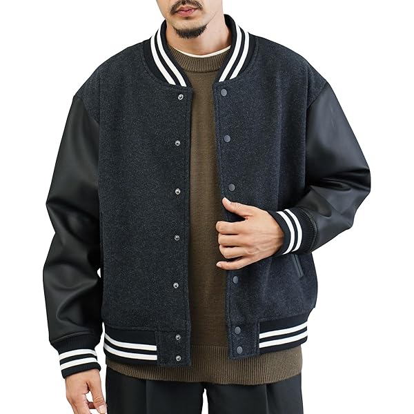 Amazon | [ヒューストン] スタジャン 無地 メンズ （ 厚手メルトン