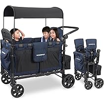 WONDERFOLD グレー 4人乗り　ワゴン Amazon.co.jp: WONDERFOLD W4 Elite Quad Stroller Wagon