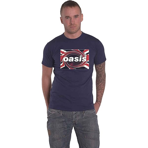 oasis ロゴ Tシャツ ネイビー Mサイズ ROCK OFF 【公式新品】OASIS オアシス - DECCA LOGO BLUE バンド