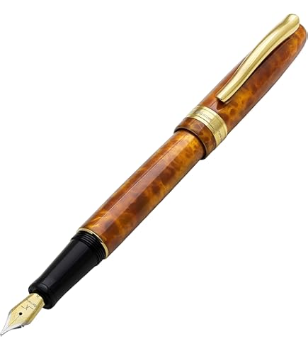 Amazon | Xezo天然パウア海シェル18-kゴールドメッキ万年筆with Fine