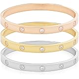 My Daily Styles Stainless Steel Womens Hinged CZ Bangle Bracelet Size 7 Inches