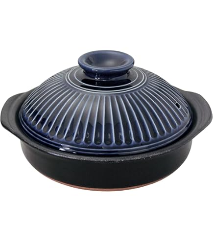 Amazon｜萬古焼 セラミック加工 IH対応 土鍋 8号 3-4人用 染付唐草