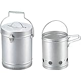 【Amazon.co.jp 限定】 キャプテンスタッグ(CAPTAIN STAG) 火起こし 火消し 大型 火消し壺 火起こし器 セット UY-7023 シルバー 外径190×高さ240mm