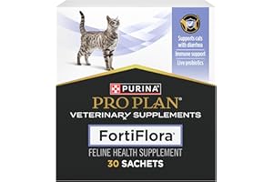 Purina FortiFlora Cat Probiotic Powder Supplement, Pro Plan Veterinary Supplements Probiotic Cat Supplement – 30 ct. box