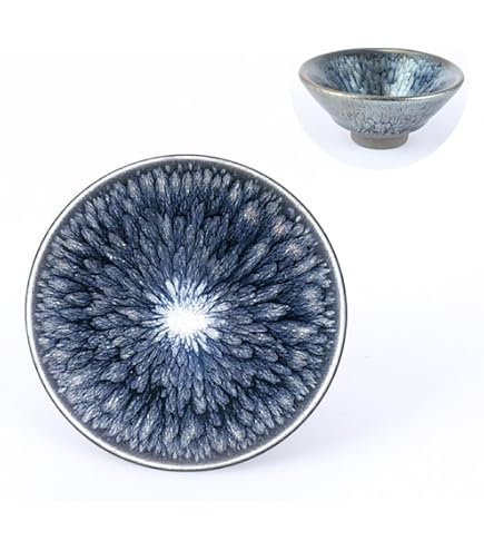 Amazon｜天目茶碗 油滴建盞 曜変天目盞 抹茶碗 手作り窯作 茶杯 茶器