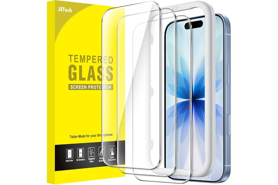JETech Screen Protector for iPhone 17 6.3-Inch, Tempered Glass Film with Easy Installation Tool, 9H Hardness, Case-Friendly, 