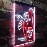 Corona Extra Bottle Palm Tree LED看板 ネオンサイン バーライト 電飾 ビールバー 広告用標識 ホワイト+レッド W20cm x H30cm