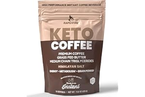 Rapidfire Ketogenic High Performance Instant Coffee Mix, Supports Energy and Metabolism, 15 Servings, brown, 7.93 ounce (pack