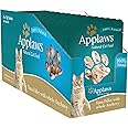 Applaws Tuna Fillet with Whole Anchovy Natural Wet Cat Food in Broth - 70 g pouches, complementary food for adult cats, pack 