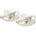 【正規輸入品】ウェッジウッド ボーンチャイナ ワイルドストロベリー ペア コーヒーカップ & ソーサー (デルフィ) 結婚祝い プレゼント 1053377