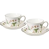 【正規輸入品】ウェッジウッド ボーンチャイナ ワイルドストロベリー ペア コーヒーカップ & ソーサー (デルフィ) 結婚祝い プレゼント 1053377