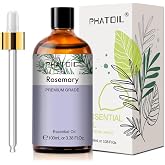 PHATOIL アロマオイル ローズマリー エッセンシャルオイル 100ml 天然100% 精油 加湿器・ディフューザー・アロマストーン用 | シャープなハーブの香り 大容量 専用ドロッパー付き 遮光ボトルで香り長持ち