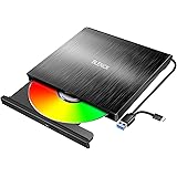 CD DVDドライブ 外付け 静音 軽量 【USB3.0超高速転送・極速読取】 読出 書き込み可能 プレーヤー コンパクト バスパワー 薄型 ポータブル 光学 cd/dvd ドライブ mac windows11対応 M-DISC対応 持ち運び便利 日