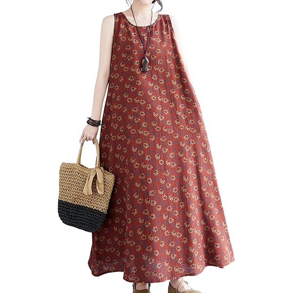 Amazon.co.jp: [セカンドルーツ] 花柄 ノースリーブ ワンピ