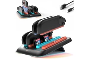 【2025新登場】TRANSNOVO Switch 2 ジョイコン用 充電スタンド ニンテンドースイッチ2用 4 in 1 急速充電器 角度調整 薄型 コントローラードック ゲームカード4枚収納 LEDライト 9つのRGB 省スペース ポータブル 自
