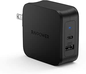 高品质充電器 type-c RAVPower PD対応 充電器 90W 2ポート 生産終了】GaN採用 90W USB充電器 RP-PC128 ホワイト【GaN (窒化
