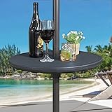 ABBLE 20'' Outdoor Adjustable All Weather Umbrella Table for Beach Patio Garden Poolside Accessory Umbrella Table Top Portabl