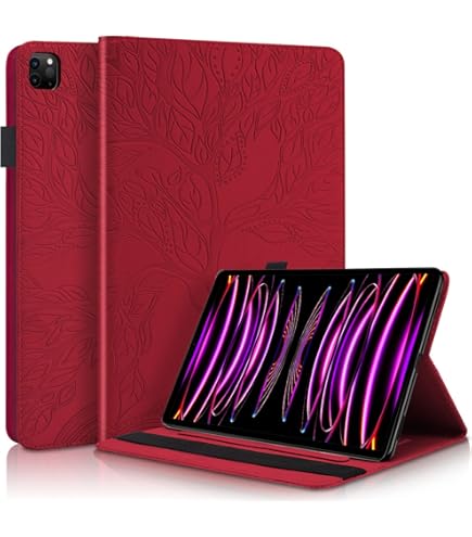 IPad Pro 12.9" 2nd/1st Generation 2017/2015 Case, DMaos Vintage Book Premium Graded Faux Leather Stand Folio Smart Cover, Auto Sleep/Wake, Business Document Card Holder - Blue