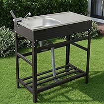 Amazon.co.jp: iimono117 流し台 屋外 ブラウン フルセット ガーデン