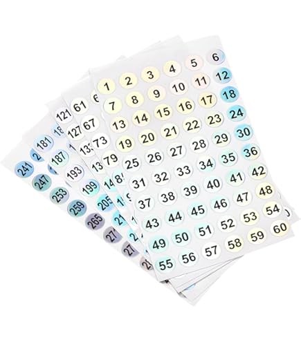 Amazon | uxcell 番号ステッカー 1-300 ラウンド番号ラベル 反射