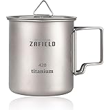 [ZAFIELD] チタンマグカップ チタンマグ 蓋付き キャンプ ソロキャンプ チタンカップ (420ml)
