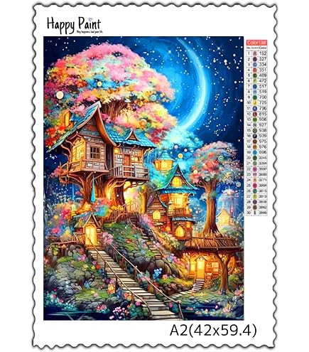 Amazon | Happy Paint ダイヤモンドアート A3 女の子 ブルー 青 お洒落