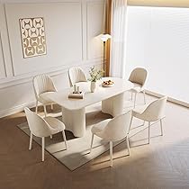 Amazon.co.jp: QEZEOM ダイニングテーブル椅子セット 6人用 楕円