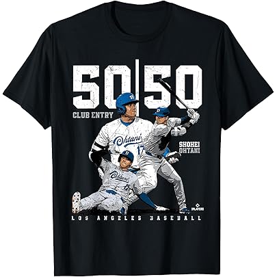 Amazon | 大谷翔平 ロサンゼルス 50/50クラブMLB選手 Tシャツ | T