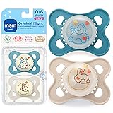 MAM Night Orthodontic Pacifier, Boy, 0-6 Plus Months, 2-Count by MAM