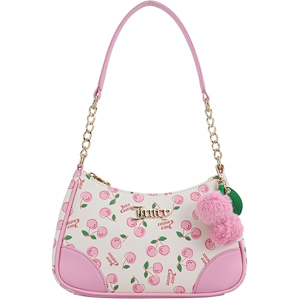 Juicy Couture Heart Dangle Tote Bag Logo Print Satchel Removable
