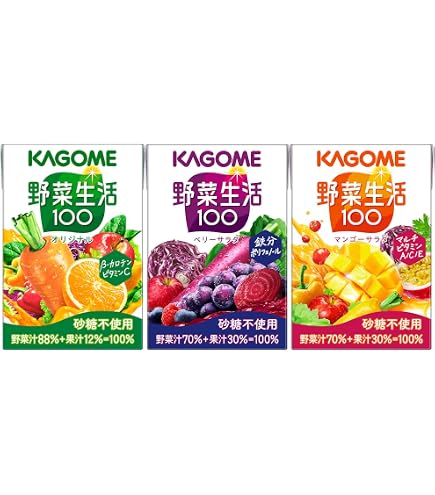 Amazon.co.jp: カゴメ 野菜生活100 アソートセット 100ml紙パック×12本