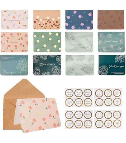 Floral Note Cards With Envelopes Embossed 5 X 7in, Set Of All Occasion ...