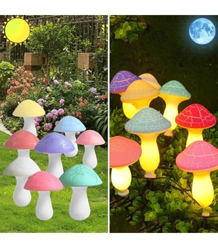 Amazon.co.jp: 太陽光赤きのこ屋ランプ、ガーデン装飾樹脂