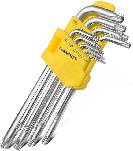 SATA 8-Piece Tamperproof Torx Key Set - Long Arm Precision Tools With Carrying Caddy, Sizes T6 To T25
