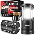GearLight Camping Lantern - 2 Portable LED Battery Powered Lantern with Magnetic Base and Foldable Hook for Emergency Use or 