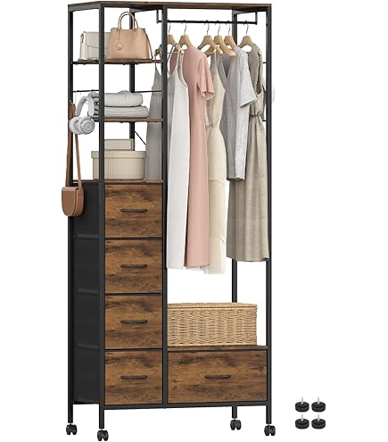 Amazon.co.jp: フレンチカントリー調ハンガーラック（ワイド・引出し