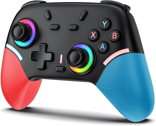 Elnicec Switch2 コントローラー 背面ボタン付き マクロ機能【2026革新モデル】スイッチ コントローラー 無線 Bluetooth接続 800mAh大容量 LED RGBライト 6軸ジャイロセンサー TURBO連射機能 4階段HD振動 高耐久ボタン Switch全世代に対応 PS4/PS3/Steam/Android/iOS/PC対応 日本語取扱説明書(左レッド+右ブルー) - 1