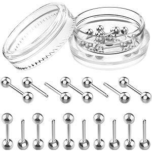 ストレートバーベル 軟骨ピアス ボディピアス 10本セット サージカルステンレスシリーズ(14G,シャフト10mm,ボー…