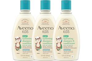 Aveeno Kids 2-in-1 Hydrating Shampoo & Conditioner, Gently Cleanses, Conditions & Detangles Kids Hair, with Oat Extract, for Sensitive Skin & Scalp, Hypoallergenic, 3 Pack, 12 fl. Oz