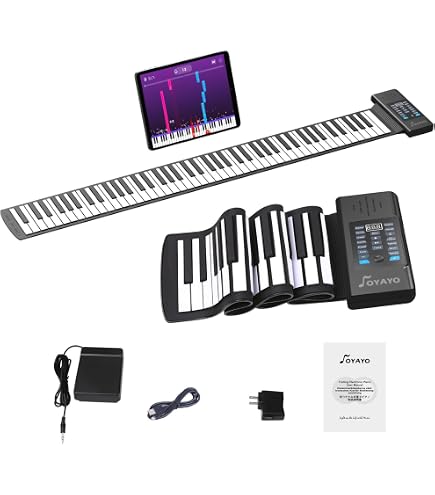Amazon | ハンドロールピアノ 88鍵盤 充電式 ロールピアノ 立体鍵盤 