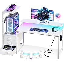 AODK ゲーミングデスク パソコンデスク コンセント&LED付き 幅130cm Amazon | AODK ゲーミングデスク パソコンデスク コンセント&LED付き