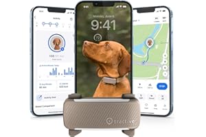 Tractive Smart Dog GPS Tracker | Live Pet Tracker with Virtual Fence | Vital Signs Monitoring of Heart & Respiratory Rate | Bark Monitoring | Dog Collar Attachment (Brown)