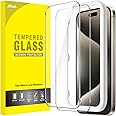 JEDirect iPhone 15 Pro Max (6.7 inch) Protective Film Bubble Free Tempered Glass Film with Guide Frame No Interference Case HD Clear 2 Pack