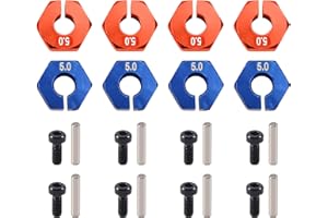 Chaksy アルミ 5mm 厚ホイール 六角 12mm ドライブハブ ピン ネジ付き RC カー クローラー トラック スラッシュ用 4 個