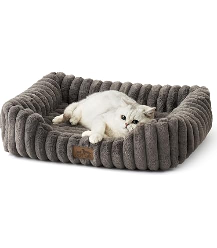 Amazon | オーガニックコットン 犬 猫のベッド ワッフルドーナツタイプ