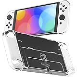 RHOTALL Transparent Case for Nintendo Switch OLED, Clear Dockable Shell Compatible with Switch OLED and Joycon Controller, Co