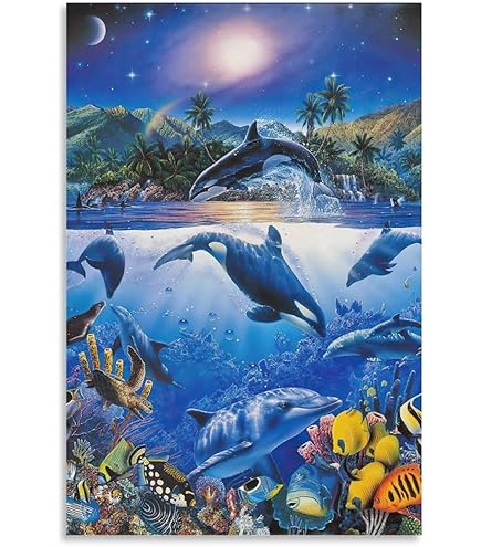 Amazon.co.jp: 青い海 クリスチャン・ラッセン 海の眺め イルカ